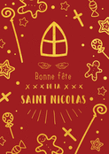 Carte festive de la Saint Nicolas dor&eacute;e